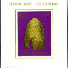 ROMANIA 1978 - ARHEOLOGIE TEZAUR DACIC CUCUTENI, colita NEDANTELATA, MNH, AE2