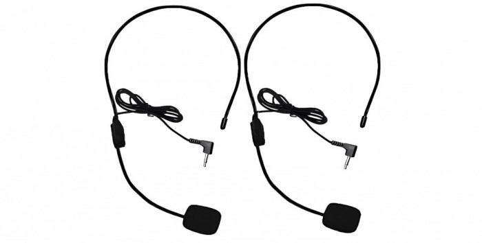 Set de 2 microfone cu casti HUACAM, brat flexibil cu fir pentru amplificator de voce - RESIGILAT