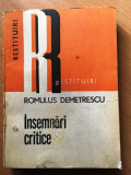 Insemnari Critice-Romulus Demetrescu