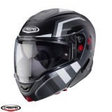 Cumpara ieftin Casca modulabila pentru scuter - motocicleta (flip-up) Caberg model Horus X Road M4 negru/gun metal (titanium)/alb mat Pinlock ready &ndash; lentila Pinlock