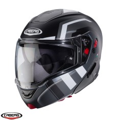 Casca modulabila pentru scuter - motocicleta (flip-up) Caberg model Horus X Road M4 negru/gun metal (titanium)/alb mat Pinlock ready &ndash; lentila Pinlock