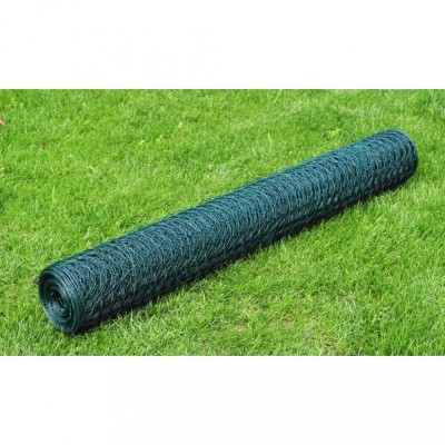 vidaXL Plasă de s&amp;acirc;rmă găini, verde, 25 x 1 m, oțel galvanizat cu PVC foto