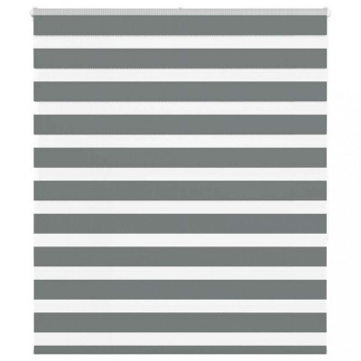 vidaXL Jaluzea tip zebra gri &amp;icirc;nchis lățime țesătură 130,9 cm poliester foto