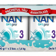 Pachet Nan 3 Optipro 1-2 ani, 2 x 800g, Nestle