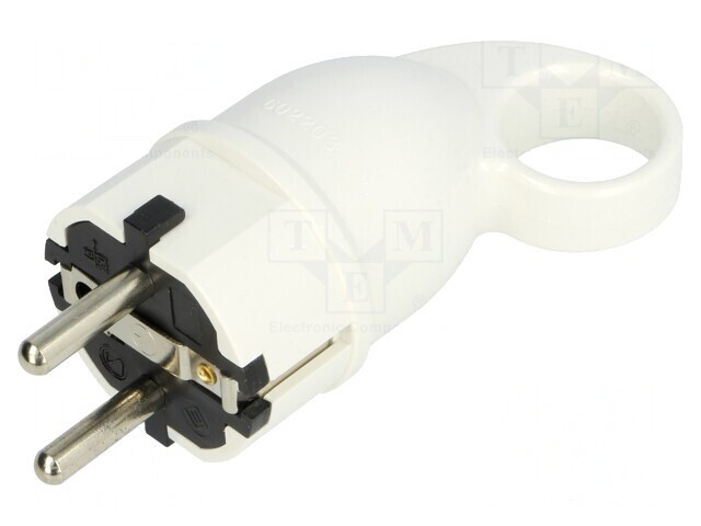 Conector de alimentare AC tată 2P PE 250VAC 16A Alb