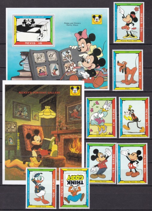 Nevis 1992 Disney MI 689-696 + bl. 51,52 MNH