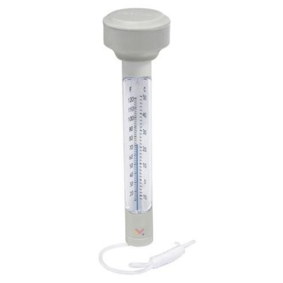 Termometru plutitor cu snur pentru masurarea temperaturii apei din piscine, 19 x 5 cm, Alb foto