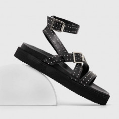 Answear Lab sandale de piele femei, culoarea negru, cu platforma