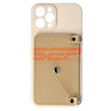 Husa iPhone 12 Pro, TPU, Tip Portofel, Crossbody, Beige