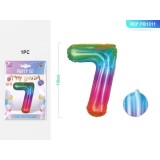 Balon aniversar PartyGo cifra 7, 40cm, curcubeu