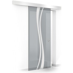 Usa culisanta Boss &reg; model Play alb, 60x215 cm, sticla gri 8 mm, glisanta in ambele directii