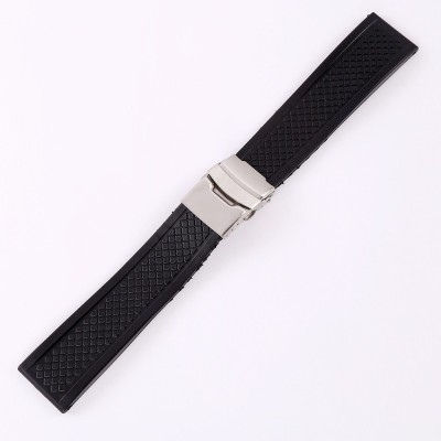Curea Ceas Silicon Negru Inchidere Deployant 20mm 22mm WZ2213 foto