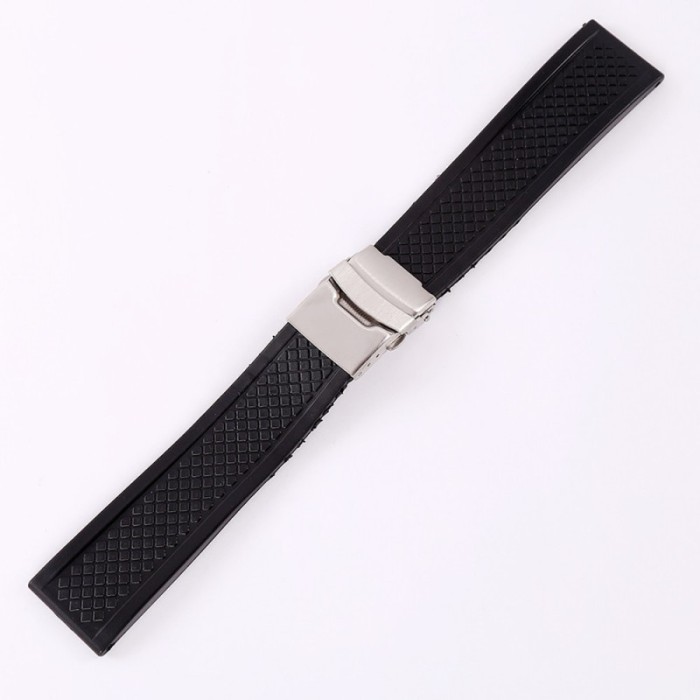 Curea Ceas Silicon Negru Inchidere Deployant 20mm 22mm WZ2213