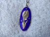 Argint MEDALION FECIOARA MARIA in email ALBASTRU splendid UNIC pe Lant argint