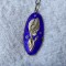 argint MEDALION FECIOARA MARIA in email ALBASTRU splendid UNIC pe Lant argint
