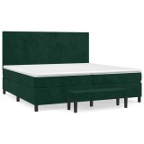 Cumpara ieftin Pat box spring cu saltea, verde inchis, 200x200 cm, catifea
