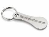 Cumpara ieftin Breloc metalic gravat Victoria apartine celui perseverent , argintiu, accesoriu pentru chei, geanta, rucsac si portofel, cadou motivational