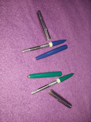 2 Stilouri vechi de colectie-Verde/Albastru.STILOU CHINEZESC GOLDEN STAR 535 foto