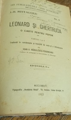 LEONARD SI GHERTRUDA I H PESTALOZZI foto