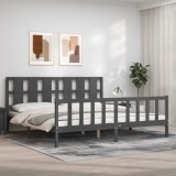 VidaXL Cadru pat cu tăblie 200x200 cm, gri, lemn masiv