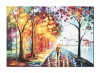 Tablou indragostiti pictat manual, Noi doi sub o umbrela, stilizat, 70x50cm ulei pe panza, Superb