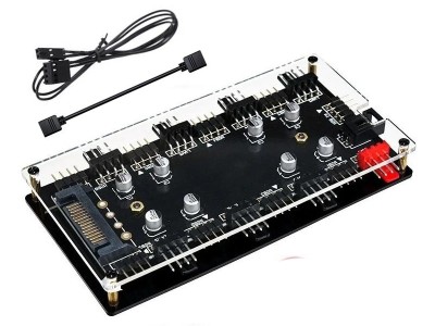 Controler 2 in 1, Active, multiplicator/ spliter 9 ventilatoare ARGB 4 pini 5V si 8 ventilatoare FAN PWM 12V foto