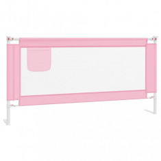 Balustradă de protecție pat copii, roz, 180x25 cm, textil