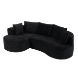 Canapea Curbata Catifea Reiată GOMYWAY Home Negru 250x152x82cm
