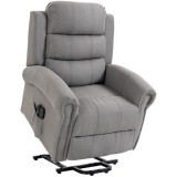 HOMCOM Fotoliu Power-Lift relax cu masaj prin vibrații și funcție de &icirc;ncălzire, fotoliu cu ridicare, port USB, buzunare laterale și telecomandă, Gri d