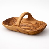 Fructiera din lemn de măslin cu m&acirc;ner 29 cm