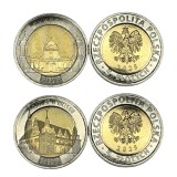 POLONIA LOT/ SET : 2 X 5 ZLOTI / ZLOTYCH 2025 BIMETAL , HOLY TRINITY CHURCH in TYKOCIN + THE TOWN HALL in BRZEG , UNC