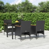 VidaXL Set de masă pentru grădină, 5 piese, cu perne, negru