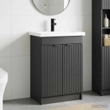 Cumpara ieftin Set de mobilier pentru baie Negru 56 x 37,5 x 81 cm