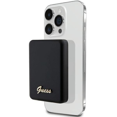 Guess MagSafe Metal Script Logo inducție powerbank 5W 3000mAh negru foto