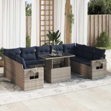 Gossi set mobilier de gradina cu perne, 10 piese, gri, poliratan