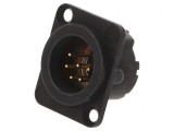 Conector XLR Soclu Tată 6 PIN Negru, Neutrik