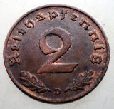 2.820 GERMANIA 2 REICHSPFENNIG 1938 D XF, Europa, Bronz