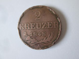 Austria 2 Kreuzer 1848 A,moneda din imagini, Europa, Cupru (arama)