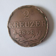 Austria 2 Kreuzer 1848 A,moneda din imagini