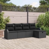 Cumpara ieftin Set de canapele pentru grădină cu pernă 5 pcs Negru Rattan poli