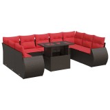 Cumpara ieftin Set canapele de gradina cu perne, 10 piese, maro, poliratan