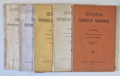 ISTORIA POPORULUI ROMANESC , VOLUMELE I - IV de N. IORGA , 1922 - 1928 foto