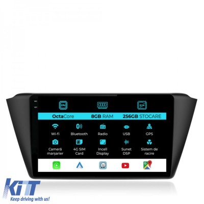 Navigatie Dedicata Skoda Fabia (2014-2019), Incell 9Inch, 8Gb Ram, 256Gb Stocare, Carplay Performance AutoTuning foto