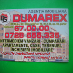 HOPCT 63991 DUMAREX AGENTIE IMOBILIAR 2007-CALENDAR/CALENDARE DE BUZUNAR-ROMANIA