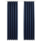 Cumpara ieftin Draperii opace cu carlige, 2 buc., albastru, 140 x 245 cm