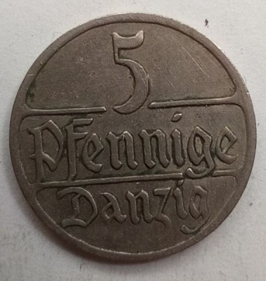 Moneda 5 Pfennige 1928 Danzig VG+ foto