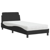 Cumpara ieftin Pat cu saltea, Dover, negru, 80x200 cm, catifea
