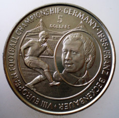 5.346 NIUE FRANZ BECKENBAUER FOTBAL 5 DOLLARS 1988 AUNC 38mm 50000ex. CERTIFICAT foto