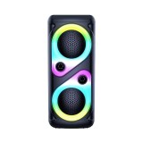 Boxa portabila cu lumini RGB, putere 10W, MP3, USB, bluetooth, TF, slot microfon, karaoke, acumulator, negru