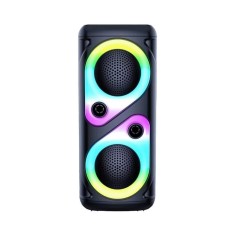 Boxa portabila cu lumini RGB, putere 10W, MP3, USB, bluetooth, TF, slot microfon, karaoke, acumulator, negru